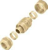 Соединитель двухсторонний латунный Push для труб PE-RT и PE-Xc 18х2 / 18х2,5